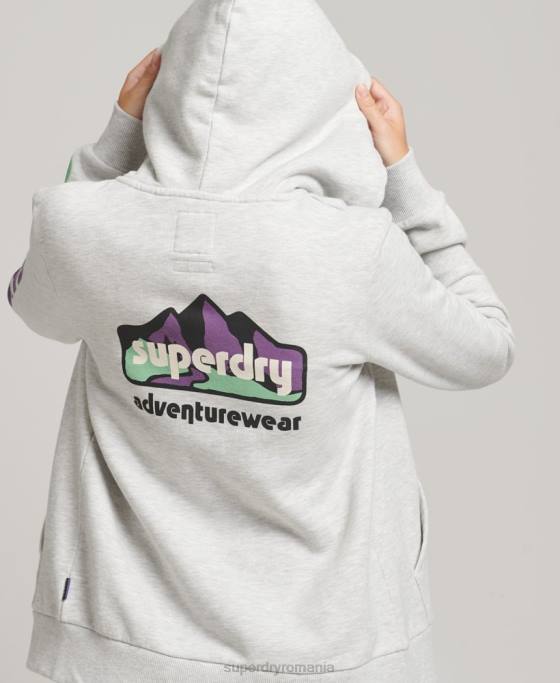Superdry Hanorac cu fermoar teren din anii \90 îmbrăcăminte gri deschis femei JX0Z6057