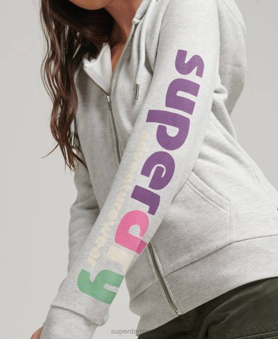 Superdry Hanorac cu fermoar teren din anii \90 îmbrăcăminte gri deschis femei JX0Z6057