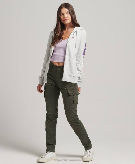 Superdry Hanorac cu fermoar teren din anii \90 îmbrăcăminte gri deschis femei JX0Z6057