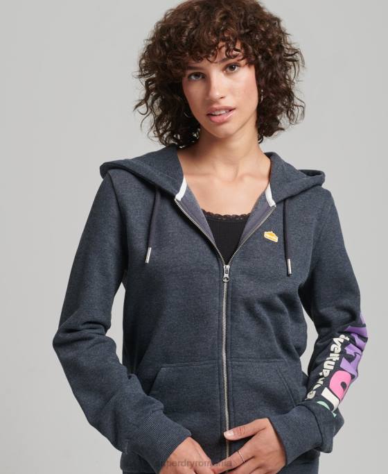 Superdry Hanorac cu fermoar teren din anii 90 îmbrăcăminte marina femei JX0Z6058