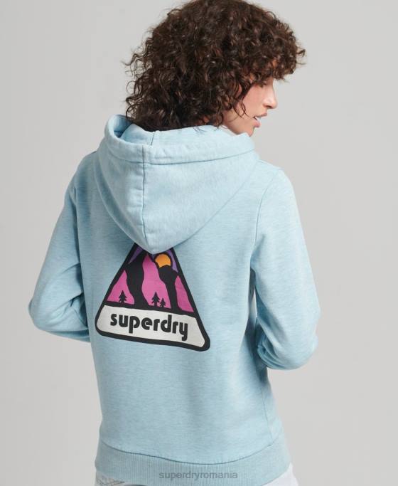 Superdry Hanorac grafic teren anilor 90 îmbrăcăminte albastru deschis femei JX0Z5907