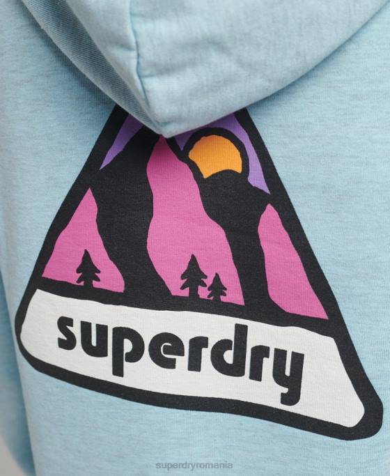 Superdry Hanorac grafic teren anilor 90 îmbrăcăminte albastru deschis femei JX0Z5907