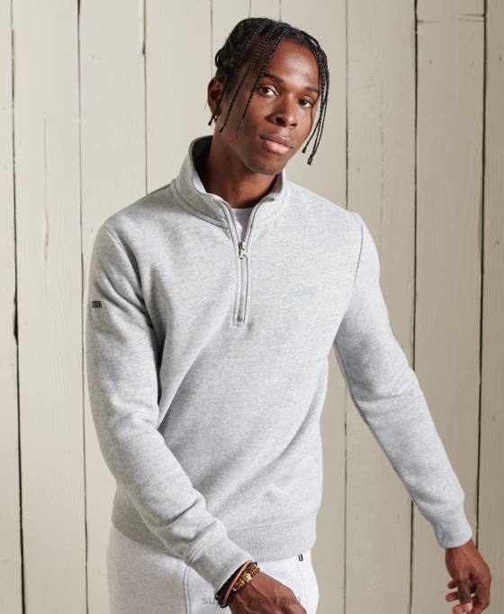 Superdry Hanorac henley cu fermoar brodat cu logo vintage îmbrăcăminte gri bărbați JX0Z779