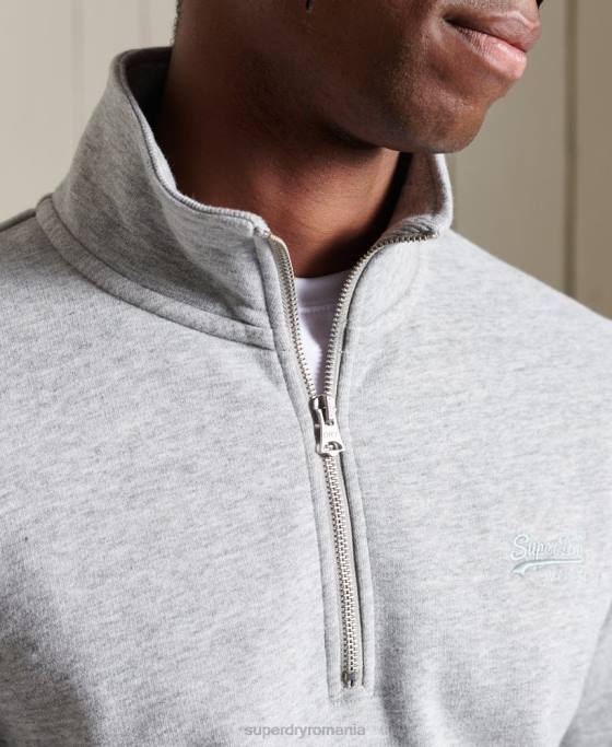 Superdry Hanorac henley cu fermoar brodat cu logo vintage îmbrăcăminte gri bărbați JX0Z779