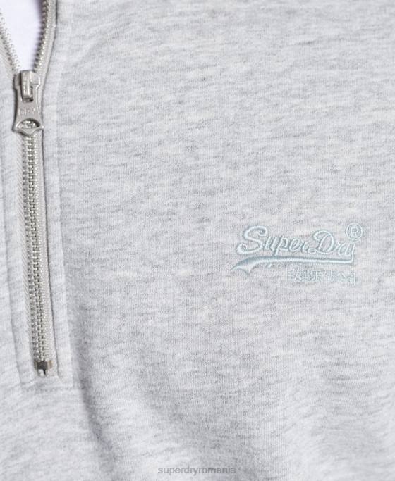 Superdry Hanorac henley cu fermoar brodat cu logo vintage îmbrăcăminte gri bărbați JX0Z779