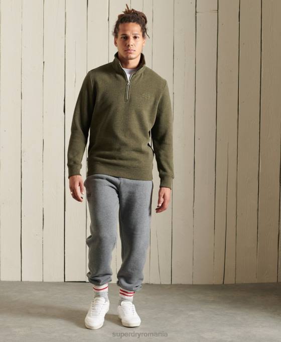 Superdry Hanorac henley cu fermoar brodat cu logo vintage îmbrăcăminte kaki bărbați JX0Z5033