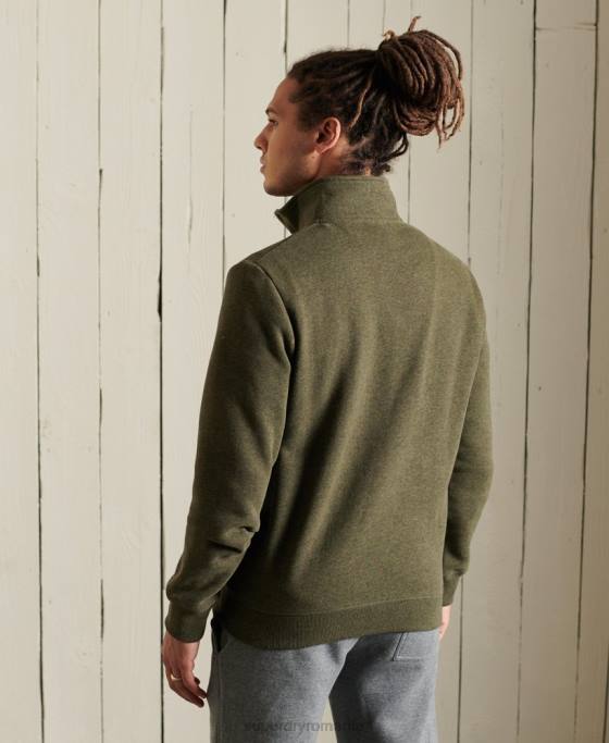 Superdry Hanorac henley cu fermoar brodat cu logo vintage îmbrăcăminte kaki bărbați JX0Z5033