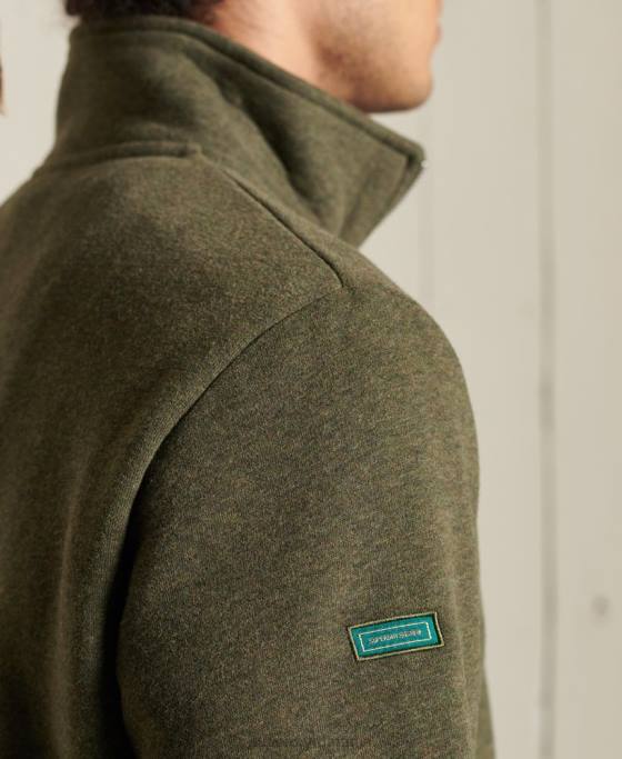 Superdry Hanorac henley cu fermoar brodat cu logo vintage îmbrăcăminte kaki bărbați JX0Z5033