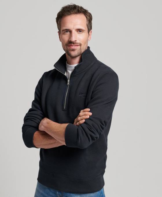 Superdry Hanorac henley cu fermoar brodat cu logo vintage îmbrăcăminte marina bărbați JX0Z104