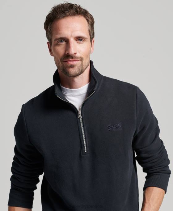 Superdry Hanorac henley cu fermoar brodat cu logo vintage îmbrăcăminte marina bărbați JX0Z104