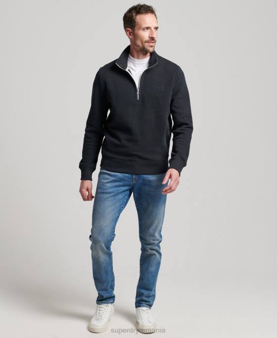 Superdry Hanorac henley cu fermoar brodat cu logo vintage îmbrăcăminte marina bărbați JX0Z104