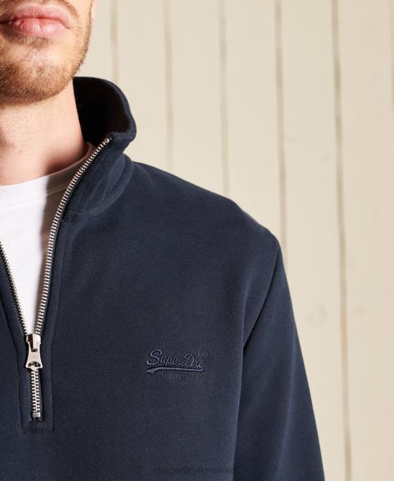 Superdry Hanorac henley cu fermoar brodat cu logo vintage îmbrăcăminte marina bărbați JX0Z5038