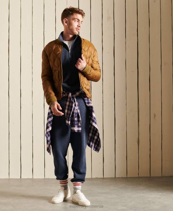 Superdry Hanorac henley cu fermoar brodat cu logo vintage îmbrăcăminte marina bărbați JX0Z5138