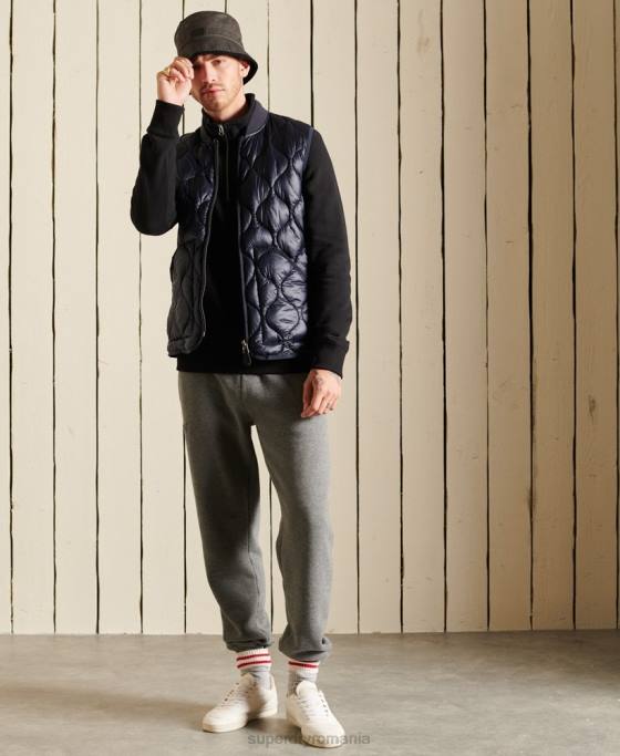 Superdry Hanorac henley cu fermoar brodat cu logo vintage îmbrăcăminte negru bărbați JX0Z821