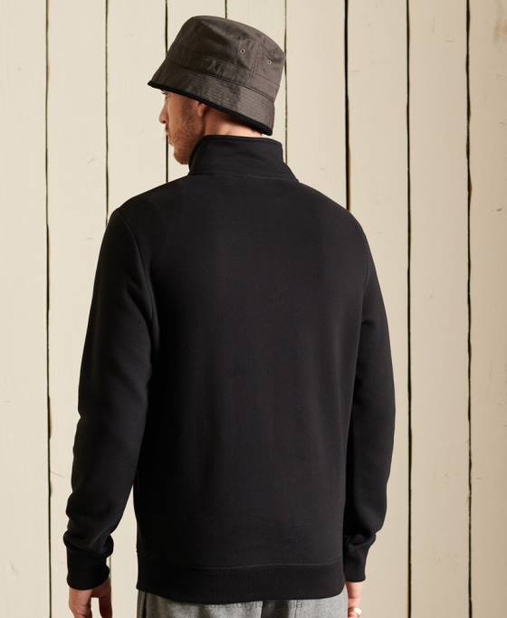 Superdry Hanorac henley cu fermoar brodat cu logo vintage îmbrăcăminte negru bărbați JX0Z821