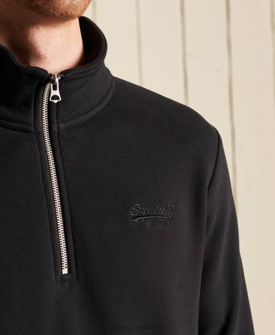 Superdry Hanorac henley cu fermoar brodat cu logo vintage îmbrăcăminte negru bărbați JX0Z821