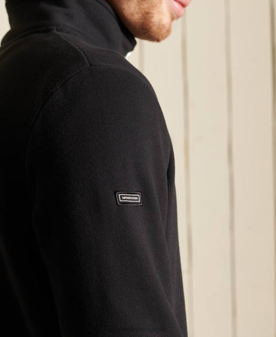 Superdry Hanorac henley cu fermoar brodat cu logo vintage îmbrăcăminte negru bărbați JX0Z821