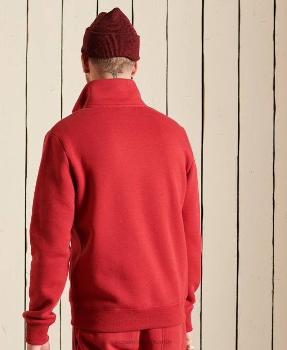 Superdry Hanorac henley cu fermoar brodat cu logo vintage îmbrăcăminte roșu bărbați JX0Z5231