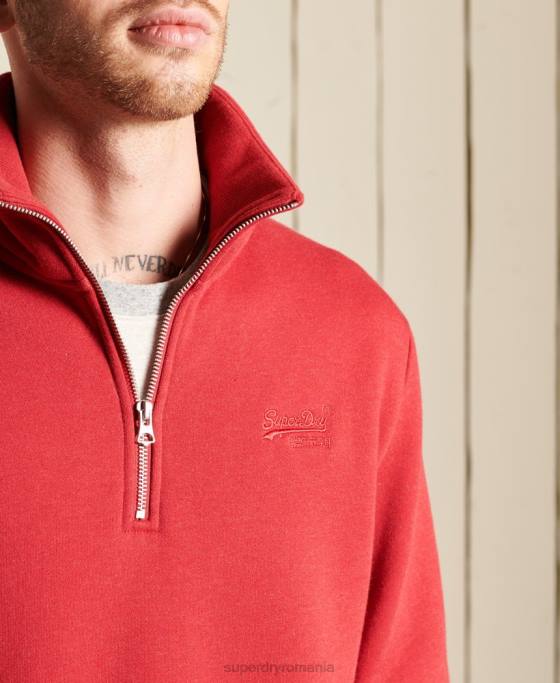 Superdry Hanorac henley cu fermoar brodat cu logo vintage îmbrăcăminte roșu bărbați JX0Z5231