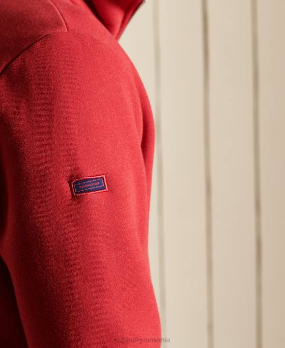 Superdry Hanorac henley cu fermoar brodat cu logo vintage îmbrăcăminte roșu bărbați JX0Z5231