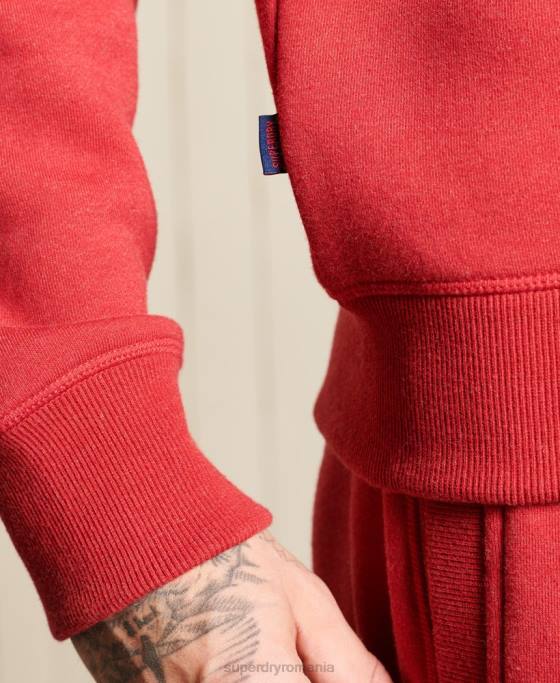 Superdry Hanorac henley cu fermoar brodat cu logo vintage îmbrăcăminte roșu bărbați JX0Z5231