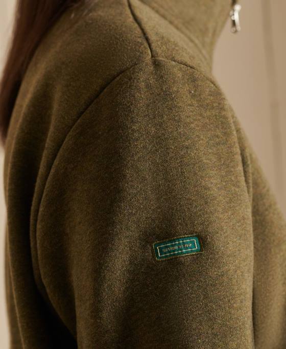 Superdry Hanorac henley cu fermoar și logo brodat cu o formă lejeră îmbrăcăminte kaki femei JX0Z6038