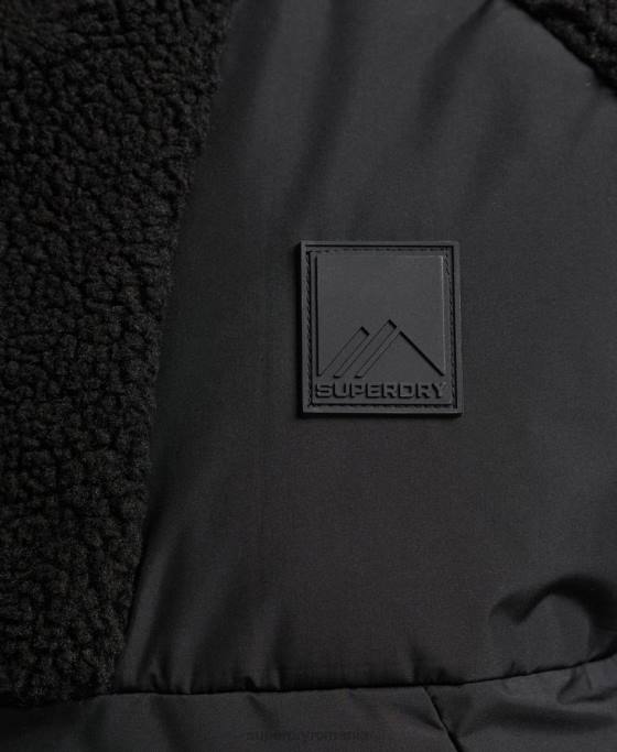 Superdry Hanorac hibrid din polar de munte cu fermoar îmbrăcăminte negru bărbați JX0Z5015