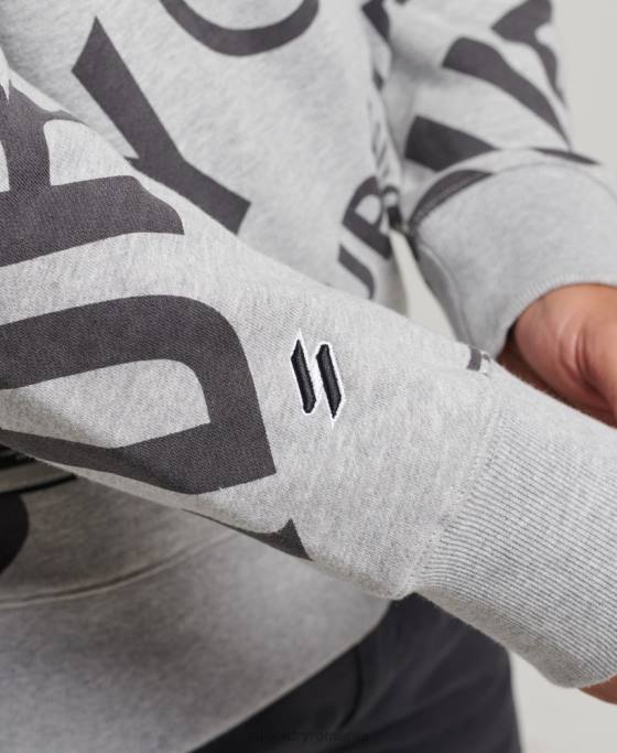 Superdry Hanorac largi cu logo cu imprimeu îmbrăcăminte gri bărbați JX0Z741