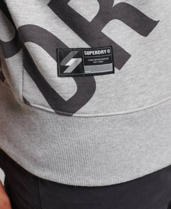 Superdry Hanorac largi cu logo cu imprimeu îmbrăcăminte gri bărbați JX0Z741