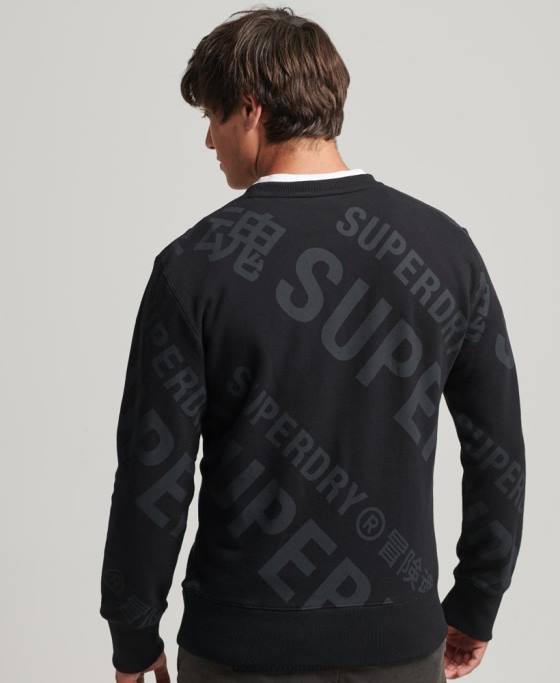 Superdry Hanorac largi cu logo cu imprimeu îmbrăcăminte negru bărbați JX0Z786