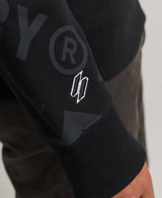 Superdry Hanorac largi cu logo cu imprimeu îmbrăcăminte negru bărbați JX0Z786
