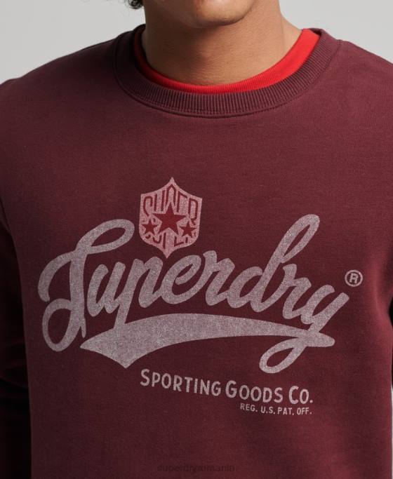 Superdry Hanorac pentru echipaj colegial în stil script vintage îmbrăcăminte roșu bărbați JX0Z828