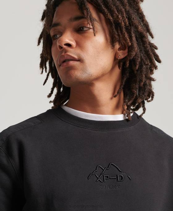Superdry Hanorac pentru echipaj xp-d hibrid mix material îmbrăcăminte negru bărbați JX0Z794