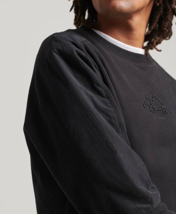 Superdry Hanorac pentru echipaj xp-d hibrid mix material îmbrăcăminte negru bărbați JX0Z794