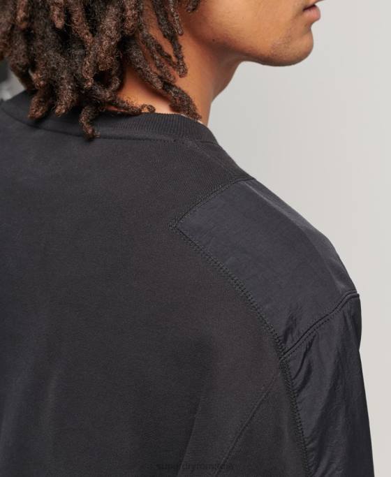 Superdry Hanorac pentru echipaj xp-d hibrid mix material îmbrăcăminte negru bărbați JX0Z794