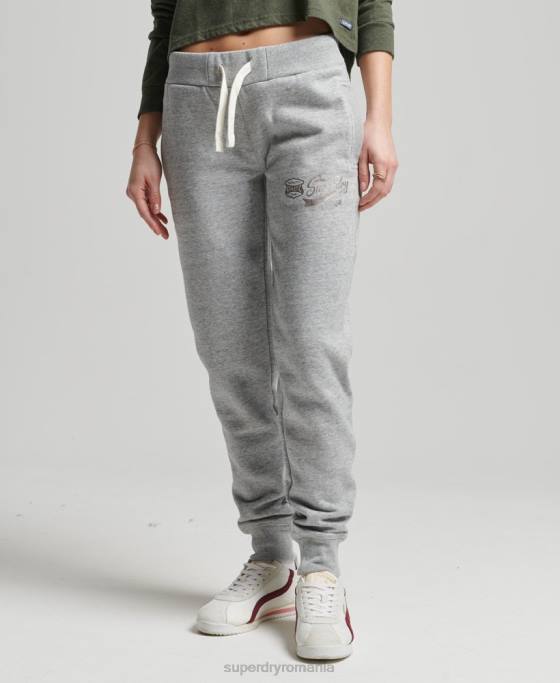 Superdry Joggeri colegiali în stil script vintage îmbrăcăminte gri femei JX0Z6578