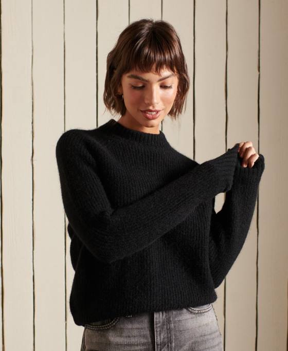 Superdry Jumper crew din amestec de alpaca îmbrăcăminte negru femei JX0Z6723