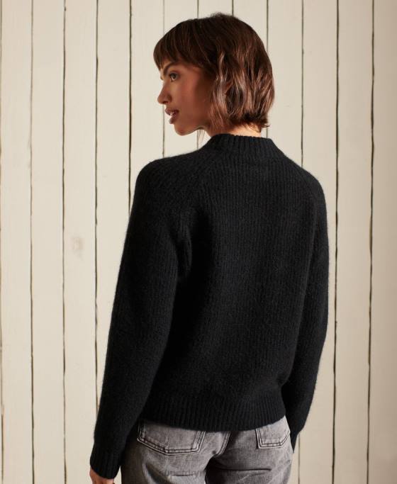 Superdry Jumper crew din amestec de alpaca îmbrăcăminte negru femei JX0Z6723