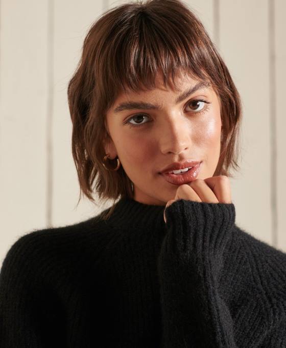 Superdry Jumper crew din amestec de alpaca îmbrăcăminte negru femei JX0Z6723