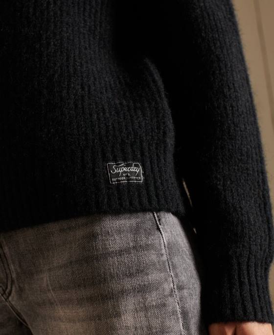 Superdry Jumper crew din amestec de alpaca îmbrăcăminte negru femei JX0Z6723