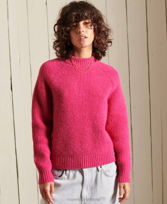 Superdry Jumper crew din amestec de alpaca îmbrăcăminte roz femei JX0Z6670