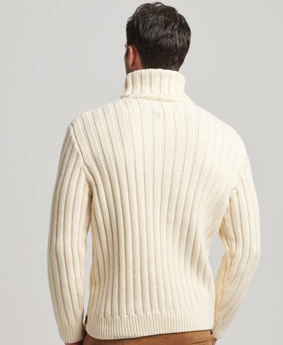 Superdry Jumper cu gât rulat din amestec de merinos îmbrăcăminte cremă bărbați JX0Z5238