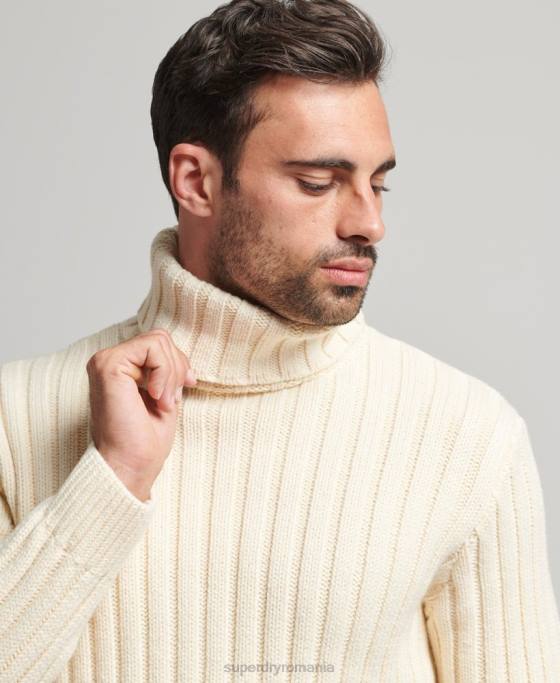 Superdry Jumper cu gât rulat din amestec de merinos îmbrăcăminte cremă bărbați JX0Z5238