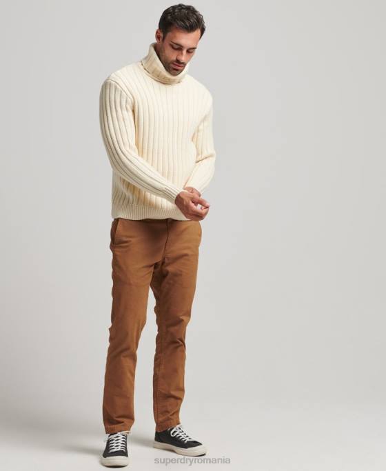 Superdry Jumper cu gât rulat din amestec de merinos îmbrăcăminte cremă bărbați JX0Z5238