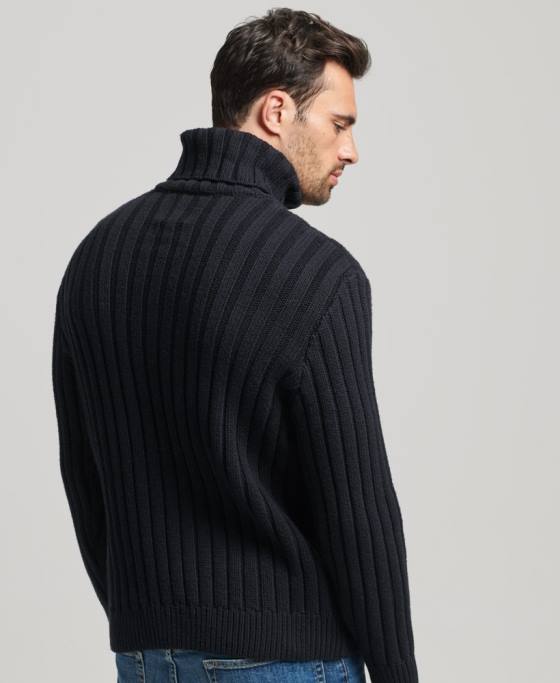 Superdry Jumper cu gât rulat din amestec de merinos îmbrăcăminte gri inchis bărbați JX0Z5280