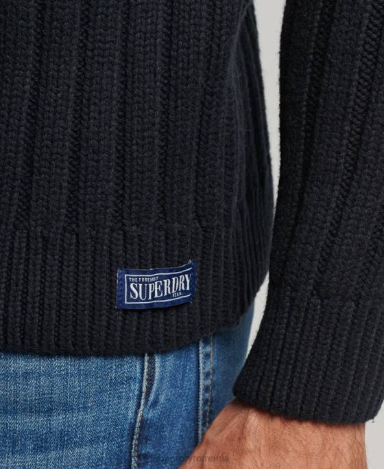 Superdry Jumper cu gât rulat din amestec de merinos îmbrăcăminte gri inchis bărbați JX0Z5280