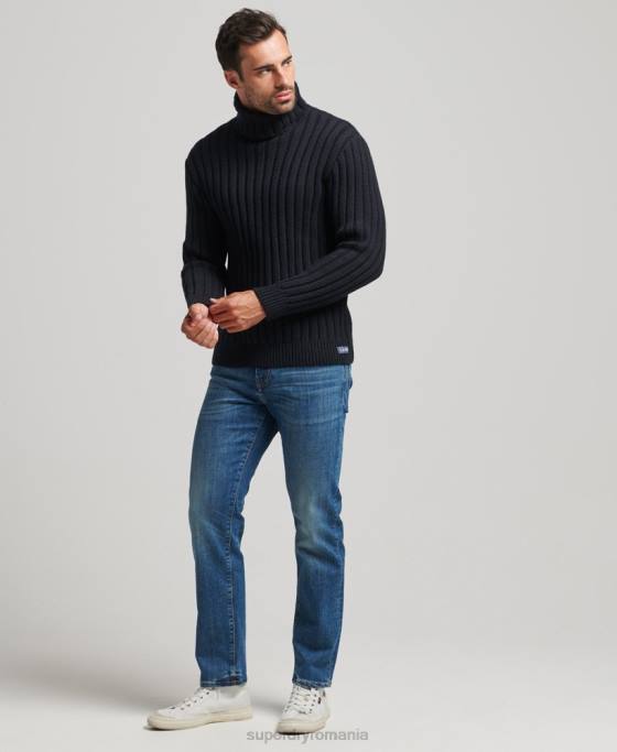 Superdry Jumper cu gât rulat din amestec de merinos îmbrăcăminte gri inchis bărbați JX0Z5280