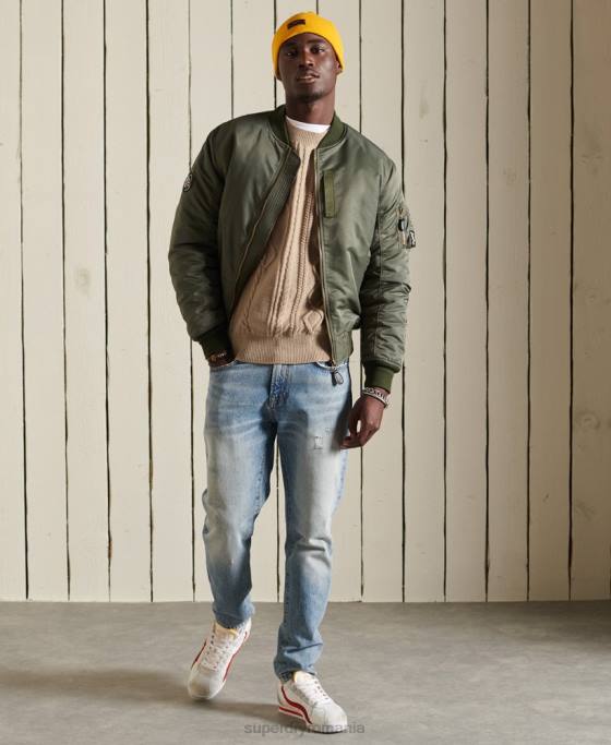 Superdry Jumper pentru echipaj cu cablu mozaic îmbrăcăminte cremă bărbați JX0Z5313