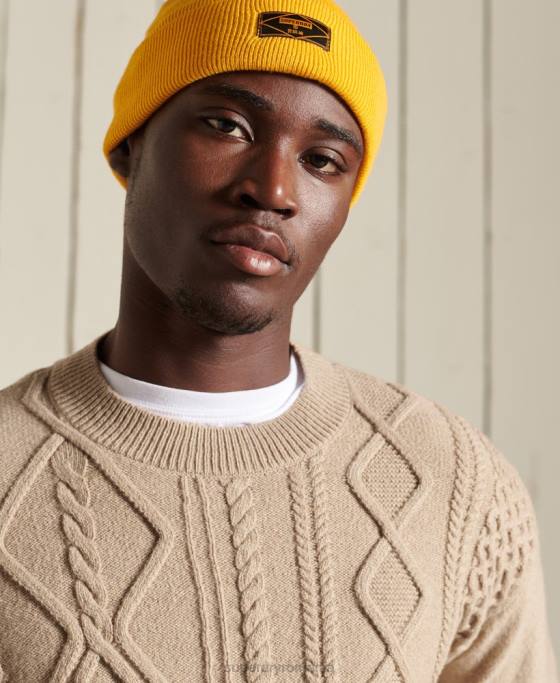 Superdry Jumper pentru echipaj cu cablu mozaic îmbrăcăminte cremă bărbați JX0Z5313