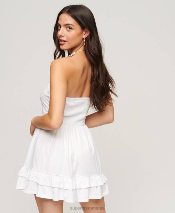 Superdry Mini rochie tip bandeau din dantelă anii 50 îmbrăcăminte alb femei JX0Z1998